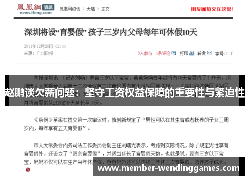 赵鹏谈欠薪问题：坚守工资权益保障的重要性与紧迫性